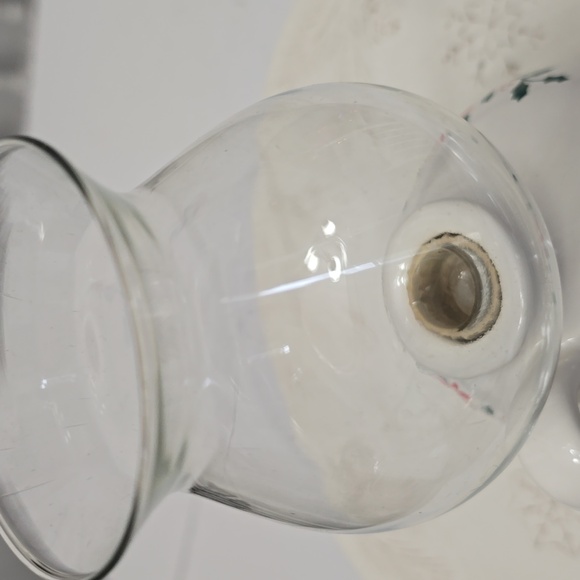 Vintage Holly Berry Porcelain Glass Hurricane Candleholder Taiwan Christmas - Picture 15 of 16
